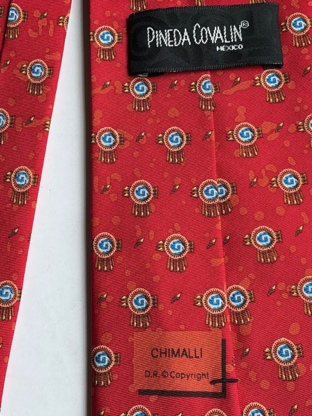Pineda Covalin red all silk tie designed and made in Mexico 🇲🇽